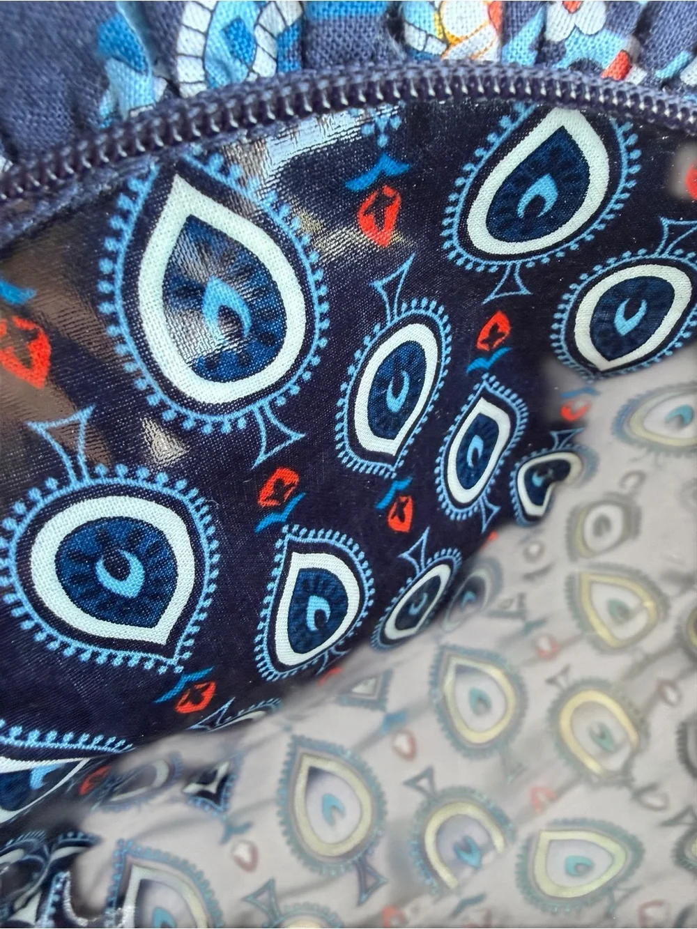Vera Bradley Marrakesh Blue Printed Quilted Cosmetic Pouch Retired